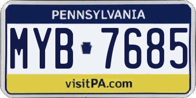 PA license plate MYB7685
