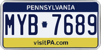 PA license plate MYB7689