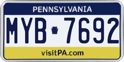 PA license plate MYB7692