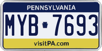 PA license plate MYB7693