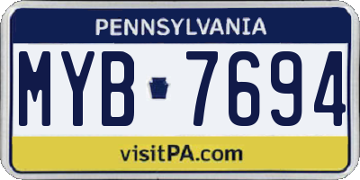 PA license plate MYB7694