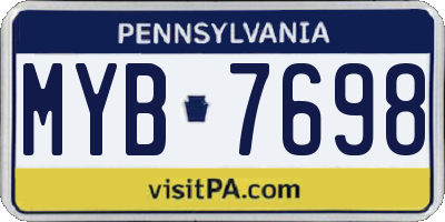 PA license plate MYB7698