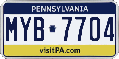 PA license plate MYB7704