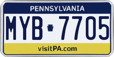PA license plate MYB7705