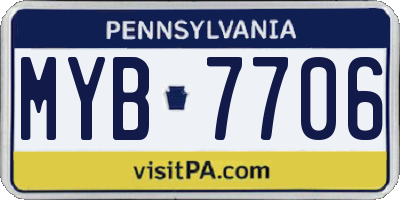 PA license plate MYB7706