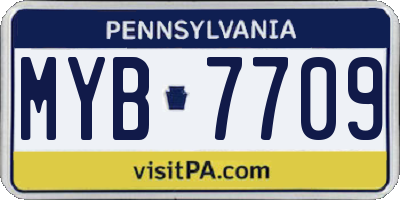 PA license plate MYB7709