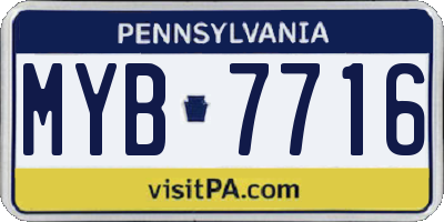 PA license plate MYB7716