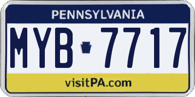 PA license plate MYB7717