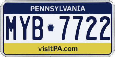 PA license plate MYB7722