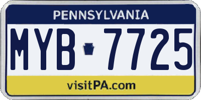 PA license plate MYB7725
