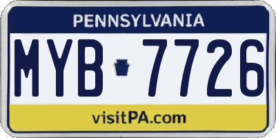 PA license plate MYB7726