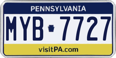 PA license plate MYB7727