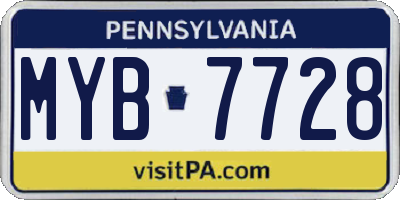 PA license plate MYB7728