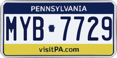 PA license plate MYB7729