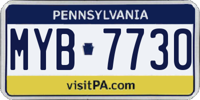 PA license plate MYB7730