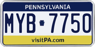 PA license plate MYB7750