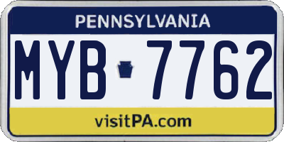 PA license plate MYB7762
