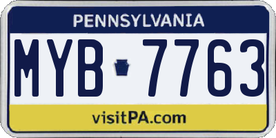 PA license plate MYB7763
