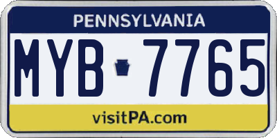 PA license plate MYB7765