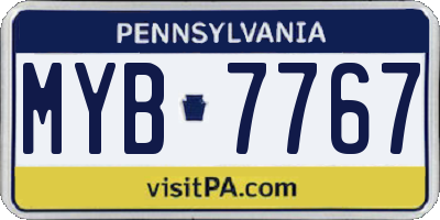 PA license plate MYB7767