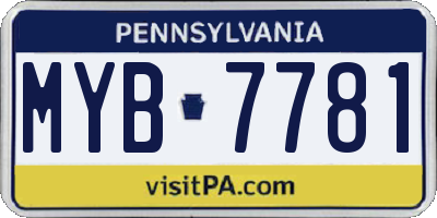 PA license plate MYB7781