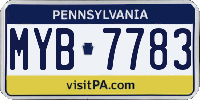 PA license plate MYB7783
