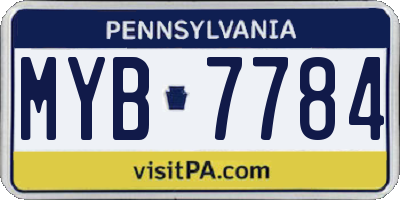 PA license plate MYB7784