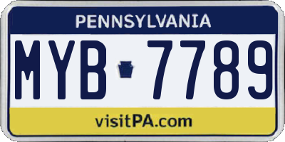 PA license plate MYB7789