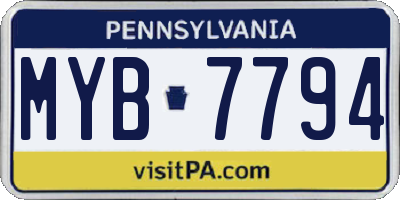 PA license plate MYB7794