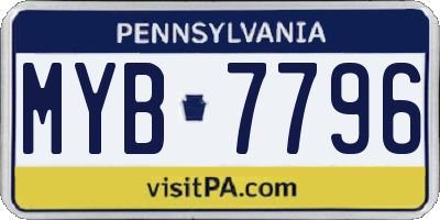 PA license plate MYB7796