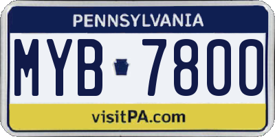 PA license plate MYB7800