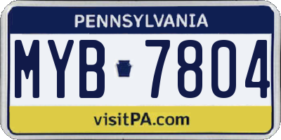 PA license plate MYB7804