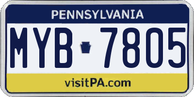 PA license plate MYB7805