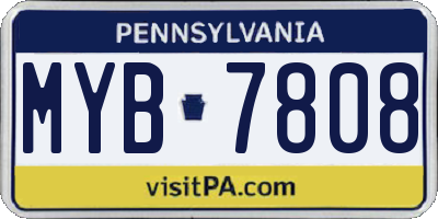 PA license plate MYB7808