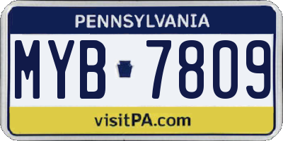 PA license plate MYB7809