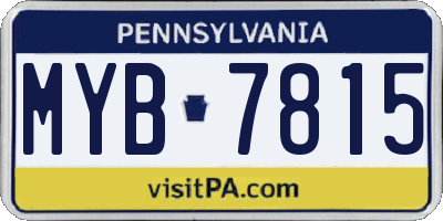 PA license plate MYB7815