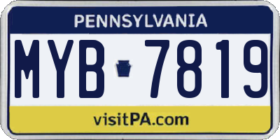 PA license plate MYB7819