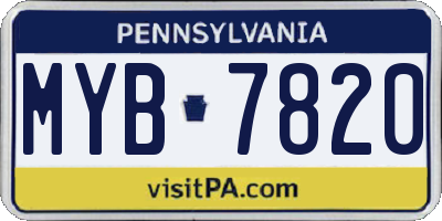 PA license plate MYB7820