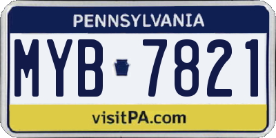 PA license plate MYB7821