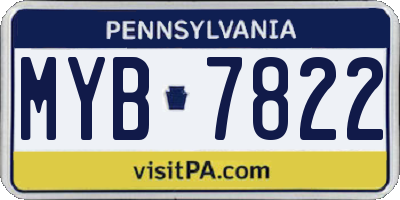PA license plate MYB7822