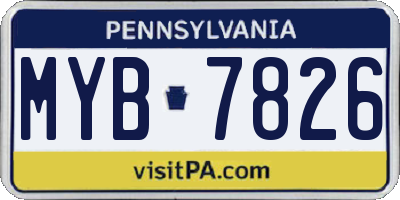 PA license plate MYB7826