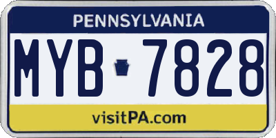 PA license plate MYB7828