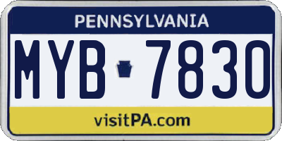 PA license plate MYB7830