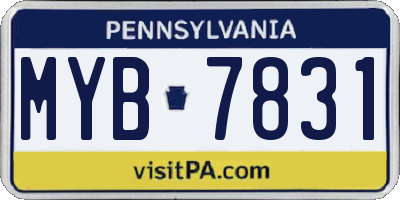 PA license plate MYB7831