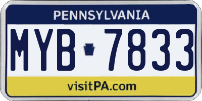 PA license plate MYB7833