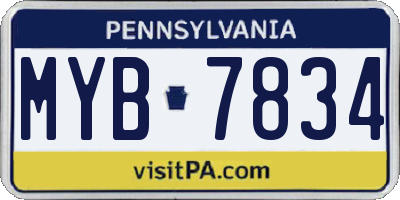 PA license plate MYB7834