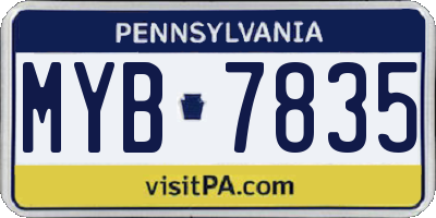 PA license plate MYB7835