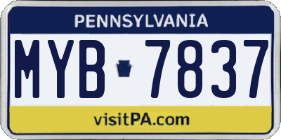 PA license plate MYB7837