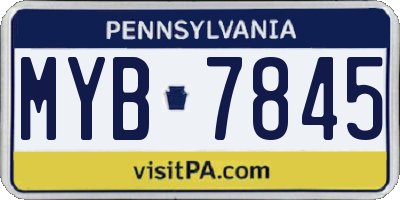 PA license plate MYB7845