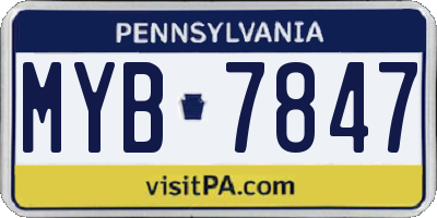 PA license plate MYB7847